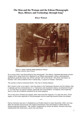 The Man and the Woman and the Edison Phonograph: Race, History and Technology Through Song1