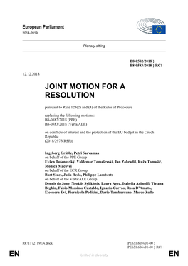 En En Joint Motion for a Resolution