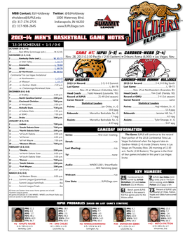 2013-14 Men's Basketball Game Notes
