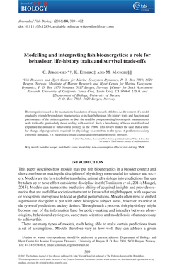 Modelling and Interpreting Fish Bioenergetics: a Role for Behaviour, Life-History Traits and Survival Trade-Offs