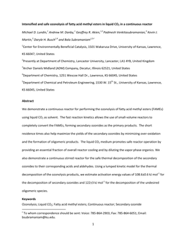 1 Intensified and Safe Ozonolysis of Fatty Acid Methyl Esters in Liquid