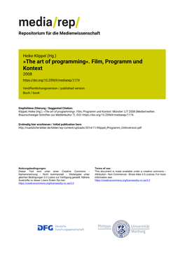 The Art of Programming«. Film, Programm Und Kontext 2008