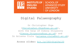 Digital Palaeography