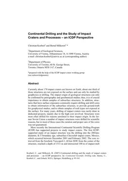 Continental Drilling and the Study of Impact Craters and Processes – an ICDP Perspective