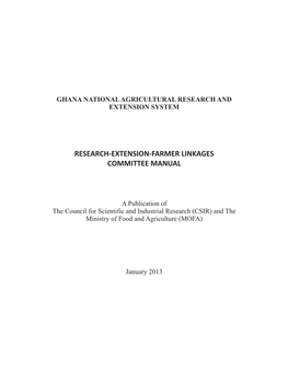 Research-Extension-Farmer Linkages Committee Manual