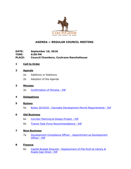 Agenda ~ Regular Council Meeting