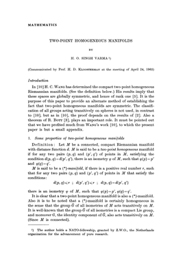 Two-Point Homogeneous Manifolds