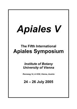 Apiales Symposium