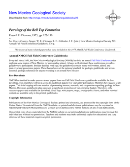 Petrology of the Bell Top Formation Russell E