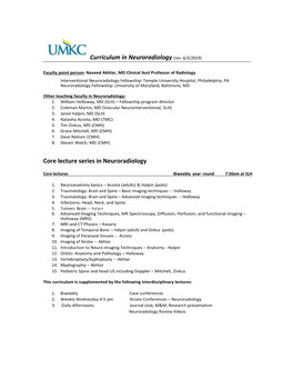 Curriculum in Neuroradiology (Rev