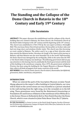 The Standing and the Collapse of the Dome Church in Batavia in the 18Th Century and Early 19Th Century