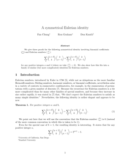 A Symmetrical Eulerian Identity