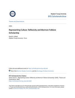 Representing Culture: Reflexivity and Mormon Folklore Scholarship