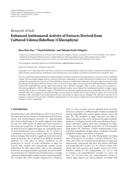 Cultured Udotea Flabellum (Chlorophyta)