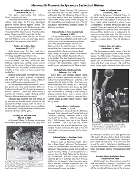 Memorable Moments in Sycamore Basketball History