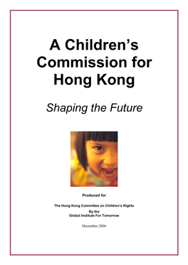 A Children's Commission for Hong Kong