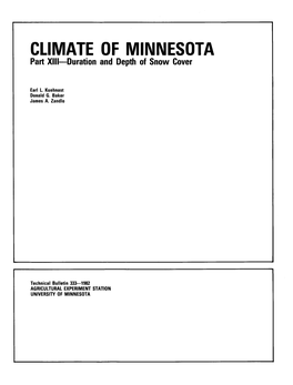 CLIMATE of MINNESOTA Part XIII-Duration and Depth of Snow Cover