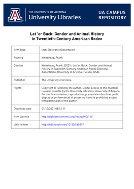 Er Buck: Gender and Animal History in Twentieth-Century American Rodeo