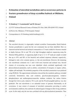 Estimation of Microbial Metabolism and Co-Occurrence Patterns In