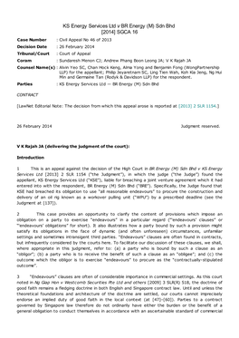 KS Energy Services Ltd V BR Energy