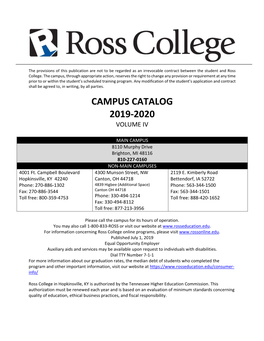 Campus Catalog 2019-2020