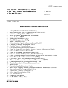 2010 Review Conference of the Parties to the Treaty on the Non-Proliferation of Nuclear Weapons