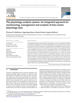 The Physiology Analysis System: an Integrated Approach for Warehousing, Management and Analysis of Time-Series Physiology Data