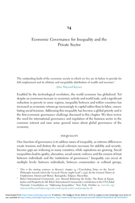 Economic Governance for Inequality and the Private Sector