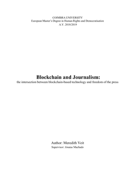 Blockchain and Journalism: the Intersection Between Blockchain-Based Technology and Freedom of the Press