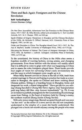 Foreigners and the Chinese Revolution Beth Vanlandingham Carson-Newman College