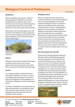 Biological Control of Parkinsonia January 2018