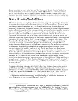 General Circulation Models of Climate