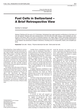Fuel Cells in Switzerland ÂŒ a Brief Retrospective View