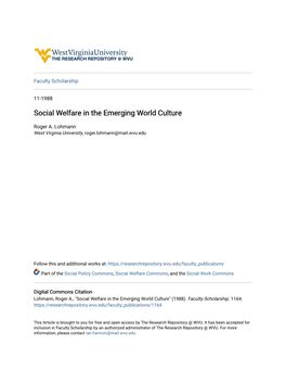 Social Welfare in the Emerging World Culture