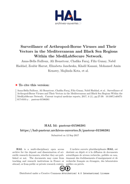Surveillance of Arthropod-Borne Viruses and Their Vectors in the Mediterranean and Black Sea Regions Within the Medilabsecure Network