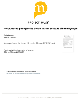 Computational Phylogenetics and the Internal Structure of Pama-Nyungan