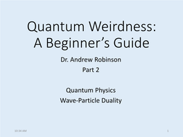 Quantum Weirdness: a Beginner's Guide