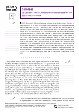 Brandt Leads the ﬁrst 25 Social-Liberal Coalition