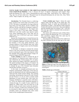 Young Mare Volcanism in the Orientale Region Contemporary with ~2Ga Pkt Volcanism Peak Period