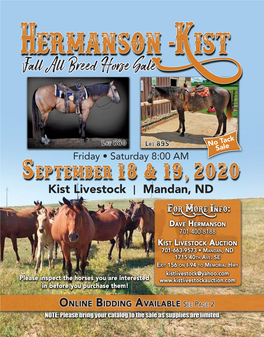 View Hermanson/Kist Horse Sale Spring 2021 Catalog Here