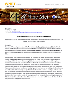 Great Performances at the Met: Akhnaten