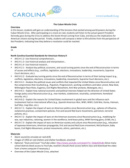 Cuban Missile Crisis Overview in This Lesson, Students Will Gain an Understanding of the Tensions That Existed Among World Powers During the Cuban Missile Crisis