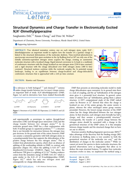 Structural Dynamics and Charge Transfer in Electronically Excited N,N′‑Dimethylpiperazine † ‡ ‡ Sanghamitra Deb, , Xinxin Cheng, and Peter M