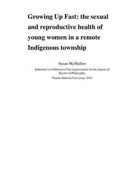 The Sexual and Reproductive Health of Young Women in a Remote Indigenous Township
