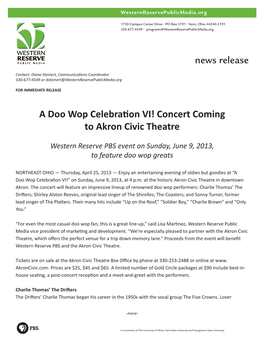 A Doo Wop Celebration VI! Concert Coming to Akron Civic Theatre