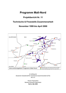 Programm Mali-Nord Projektbericht Nr. 11 Technische & Finanzielle