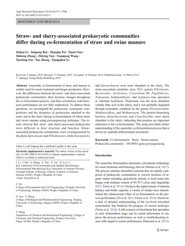 And Slurry-Associated Prokaryotic Communities Differ During Co-Fermentation of Straw and Swine Manure