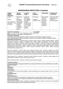 ADENOVIRUS INFECTION in Reptiles