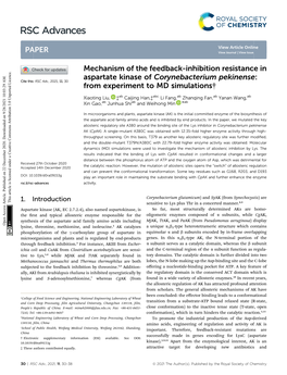 Mechanism of the Feedback-Inhibition Resistance in Aspartate Kinase of Corynebacterium Pekinense: from Experiment to MD Simulati