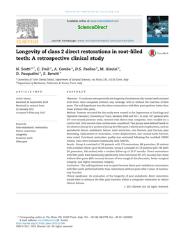 Longevity of Class 2 Direct Restorations in Root-Filled Teeth